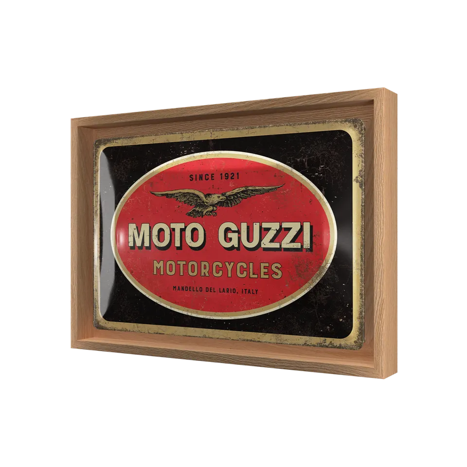 nostalgic-art-moto-guzzi-logo-motorcycles-insegna-n-frame-m-edition-24x33-5-cm image 1