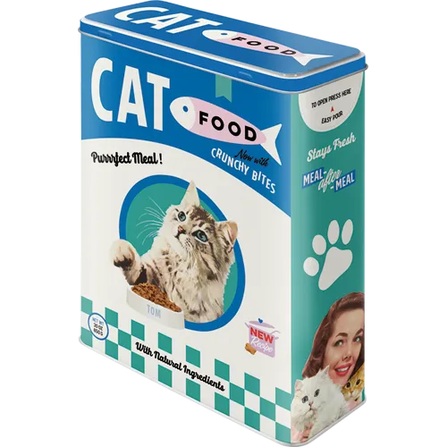 nostalgic-art-cat-food-scatola-in-metallo-xl-4-litri-cereal-keeper-8x19x26-cm image 1