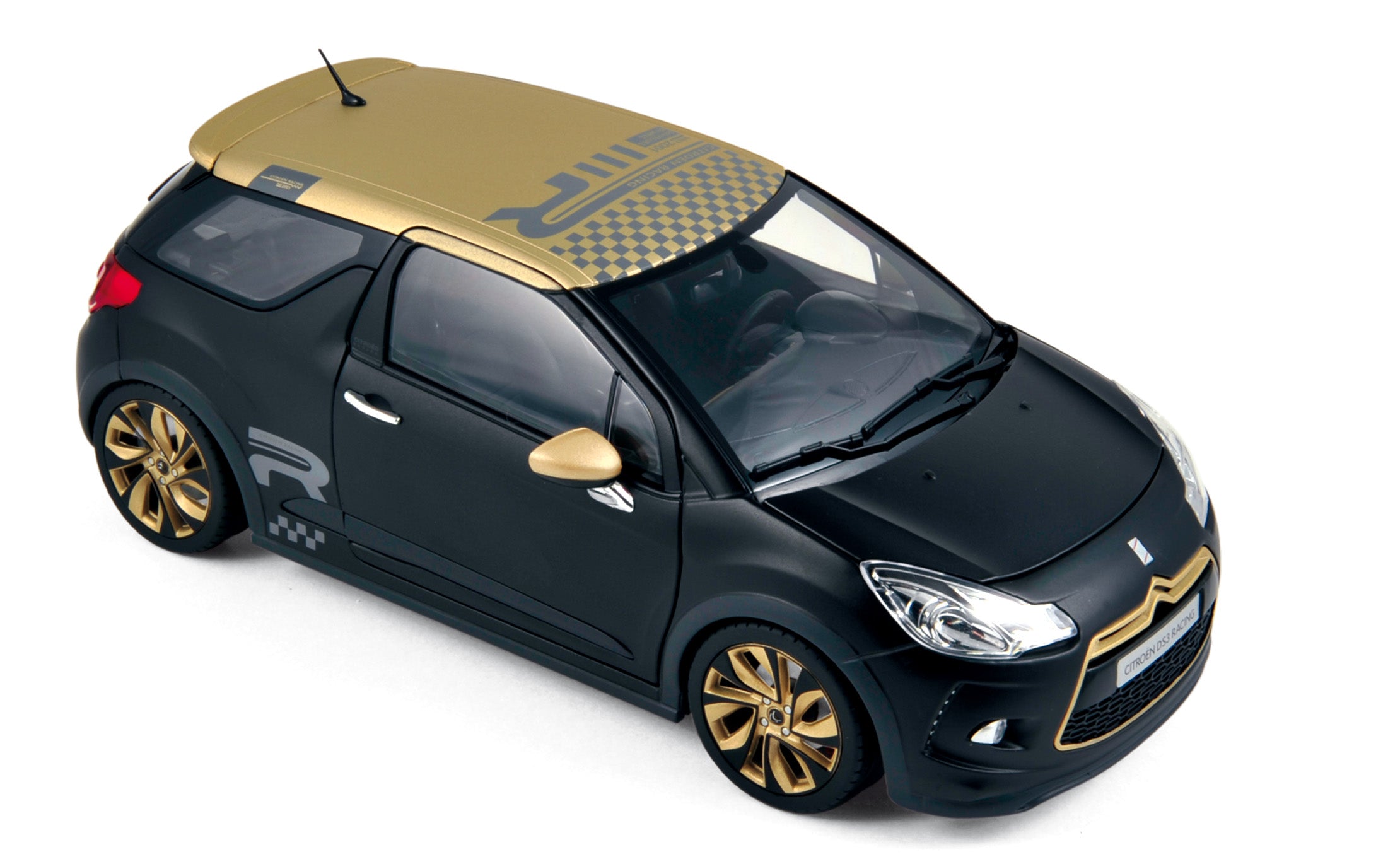 norev-citro-n-ds3-racing-2013-modellino-auto-1-18-nero-opaco-e-oro image 1