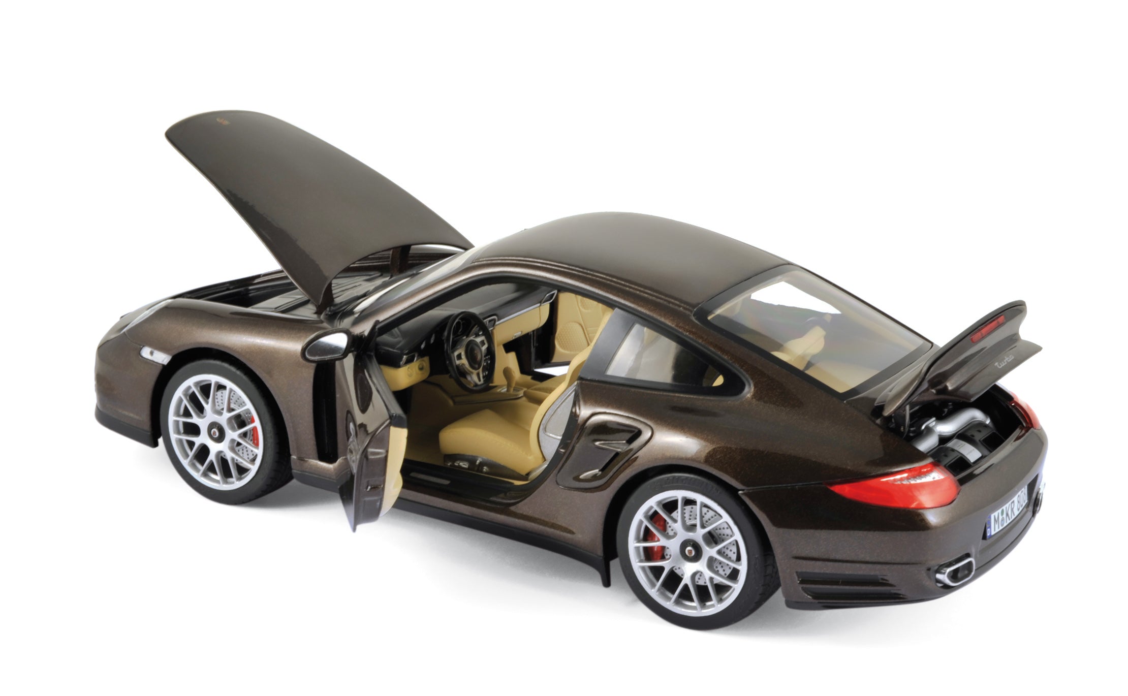 norev-porsche-911-turbo-2010-modellino-auto-1-18-marrone-metallizzato image 2
