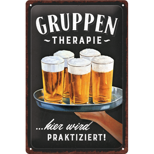 nostalgic-art-gruppentherapie-bier-targa-in-metallo-20x30-cm image 1