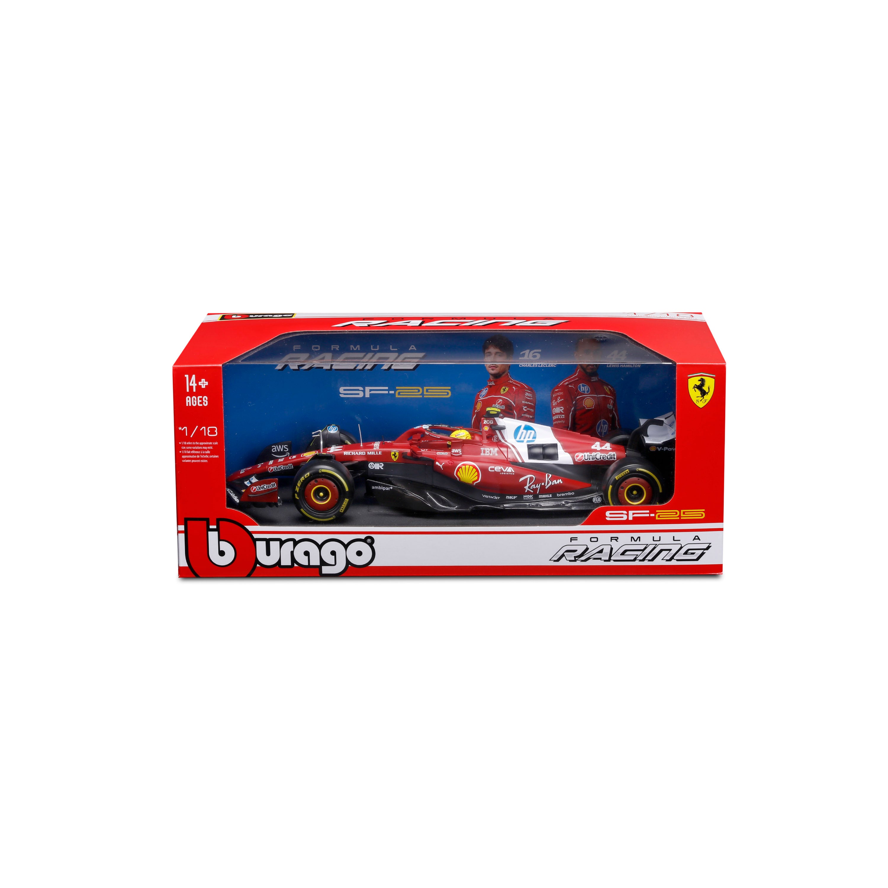 bburago-ferrari-sf-25-lewis-hamilton-44-f1-2025-modellino-1-18 image 2
