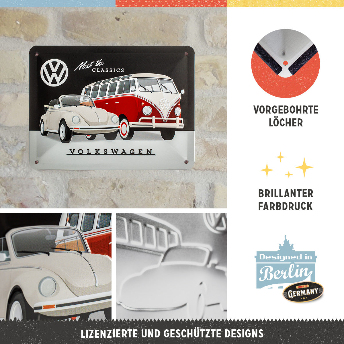 nostalgic-art-vw-meet-the-classics-targa-in-metallo-15x20-cm image 2