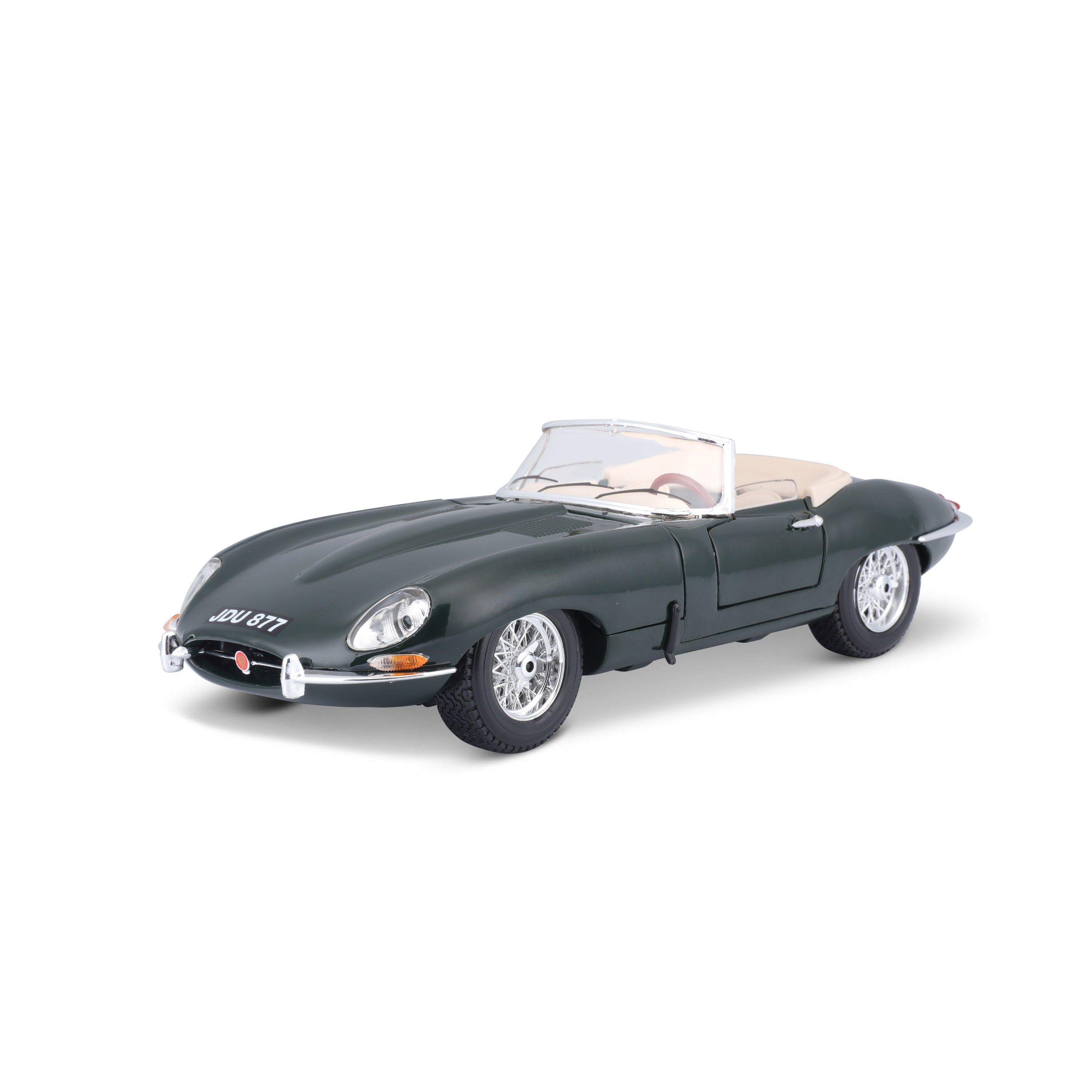 bburago-jaguar-e-type-cabriolet-1-18-verde-modellino-diecast-apribile image 1