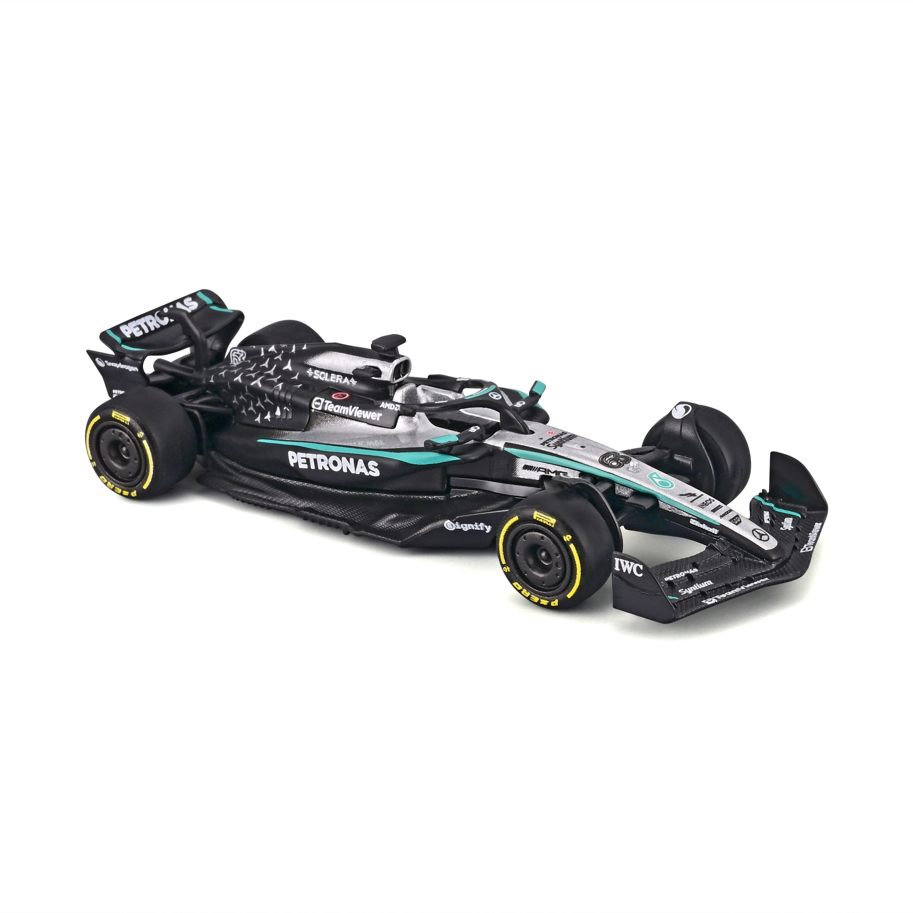 bburago-mercedes-amg-f1-w16-2025-63-george-russell-modellino-scala-1-64-con-teca image 6