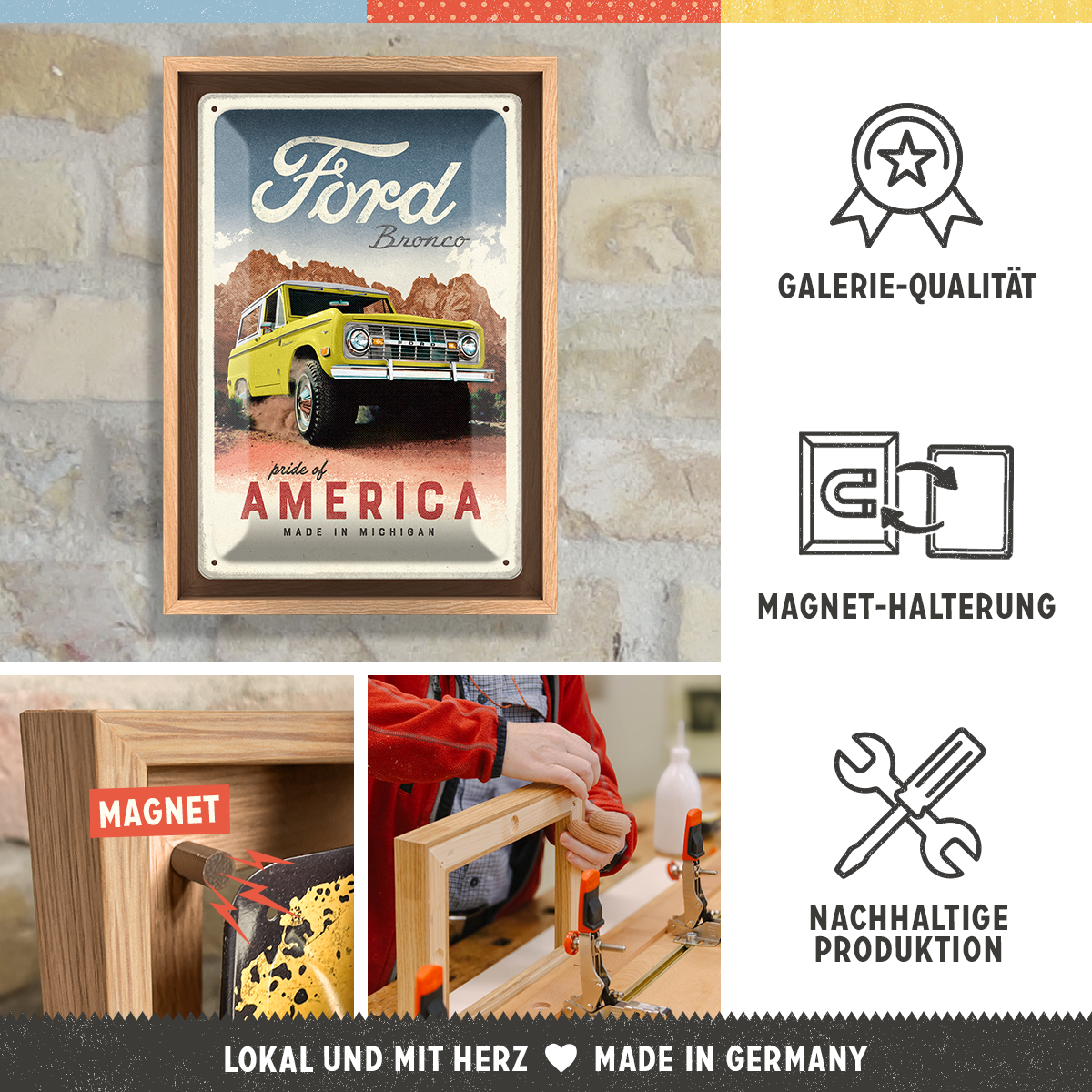 nostalgic-art-ford-bronco-pride-of-america-quadro-n-frame-m-edition-24x33-5-cm image 3