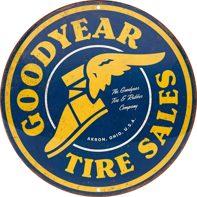 nostalgic-art-goodyear-tire-sales-targa-rotonda-in-metallo-35-cm image 1