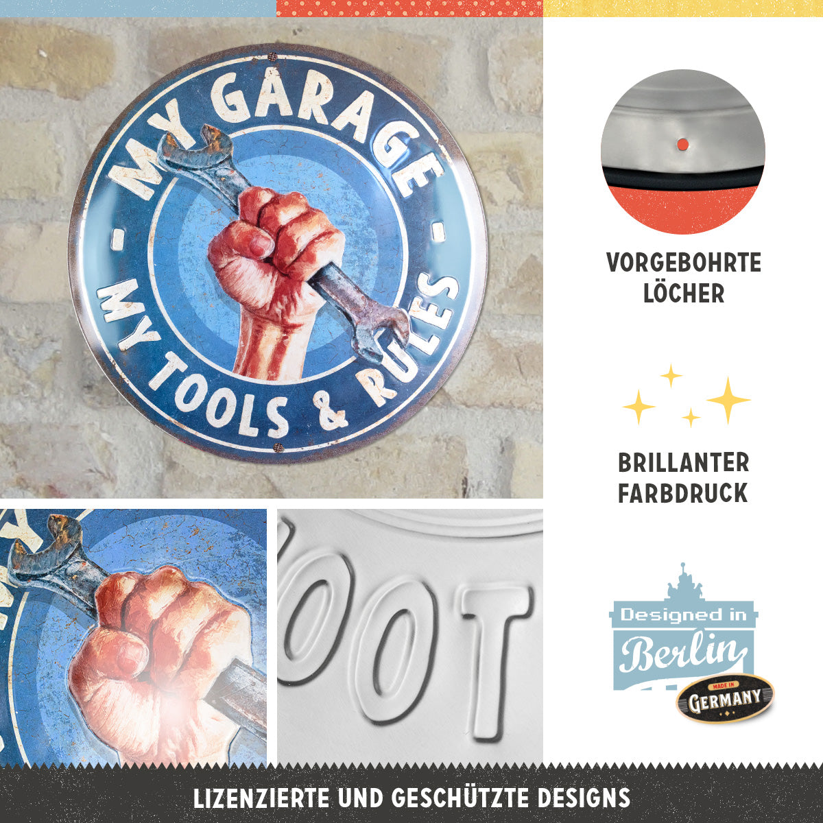 nostalgic-art-my-garage-my-tools-rules-targa-rotonda-in-metallo-35-cm-2 image 2