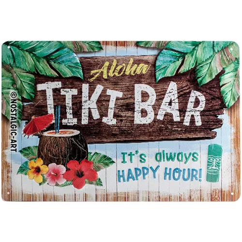 nostalgic-art-tiki-bar-targa-in-metallo-20x30-cm image 1