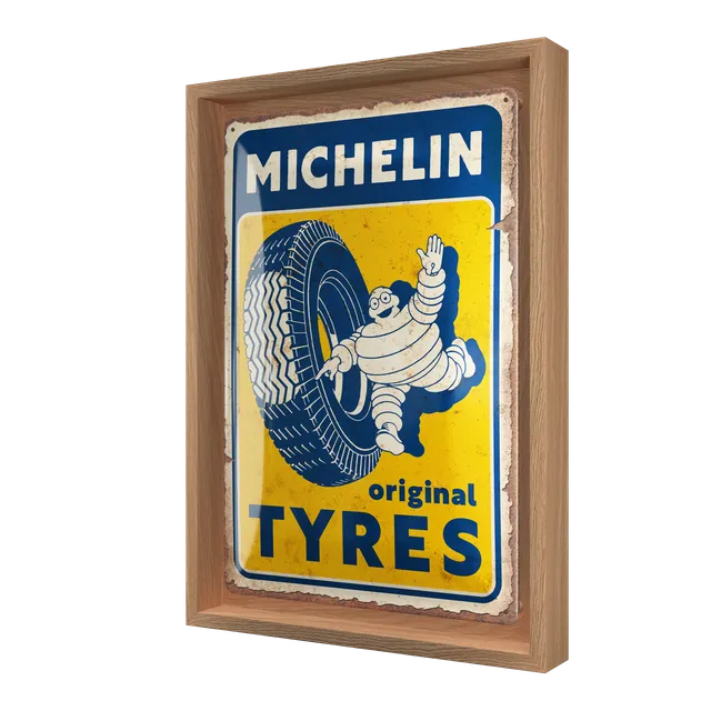 nostalgic-art-michelin-original-tyres-n-frame-m-edition-con-cornice-rovere-24x33 image 1