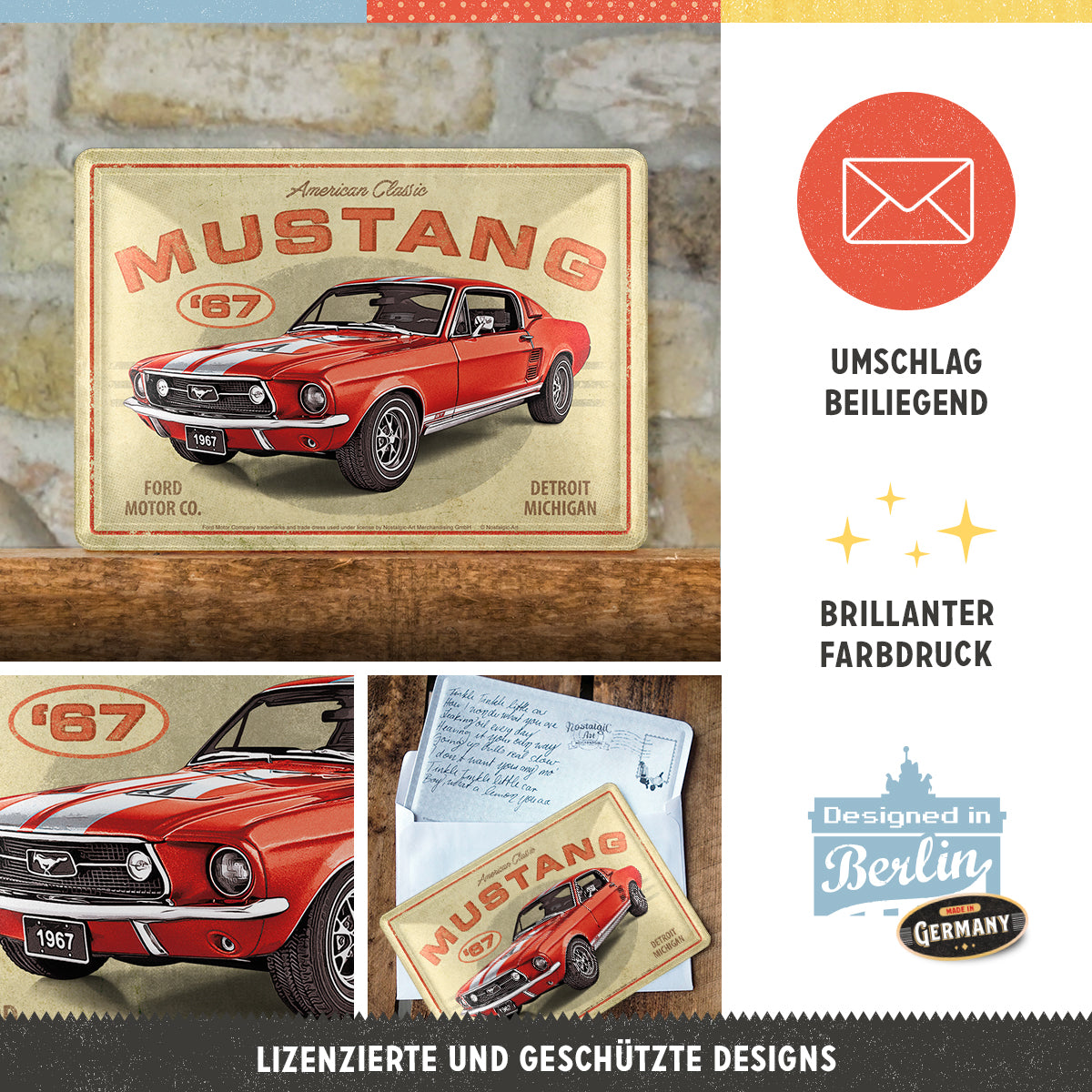nostalgic-art-ford-mustang-gt-1967-red-metal-card-10x14-cm-2 image 3