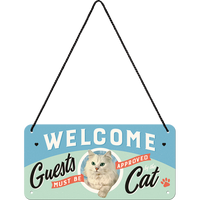nostalgic-art-welcome-guests-cat-targa-in-metallo-da-appendere-10x20-cm image 2