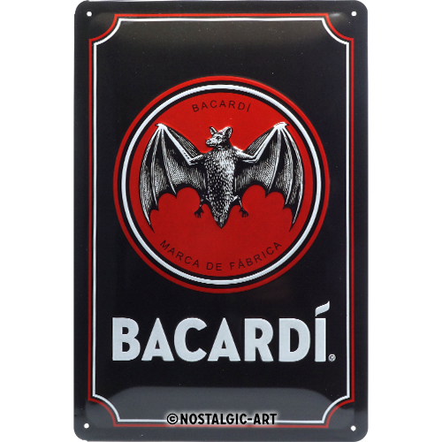 nostalgic-art-bacardi-logo-black-targa-metallo-20x30-cm image 1