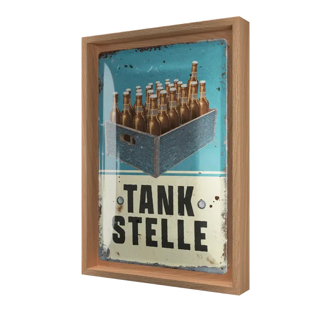 nostalgic-art-tankstelle-bier-n-frame-m-edition-con-targa-24x33-5-cm-rovere image 1