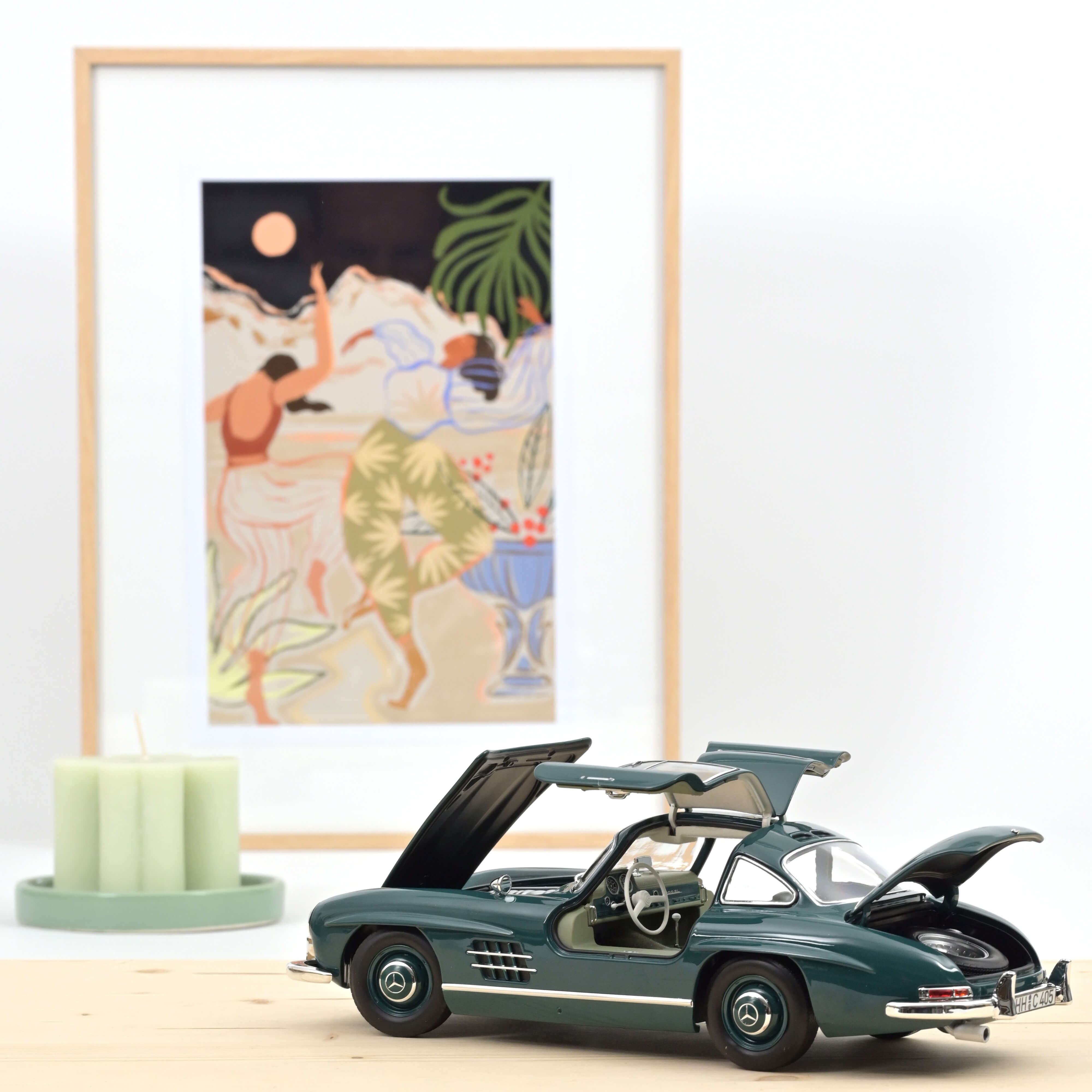 norev-mercedes-benz-300-sl-1954-modellino-auto-1-18-verde-con-interni-beige image 3