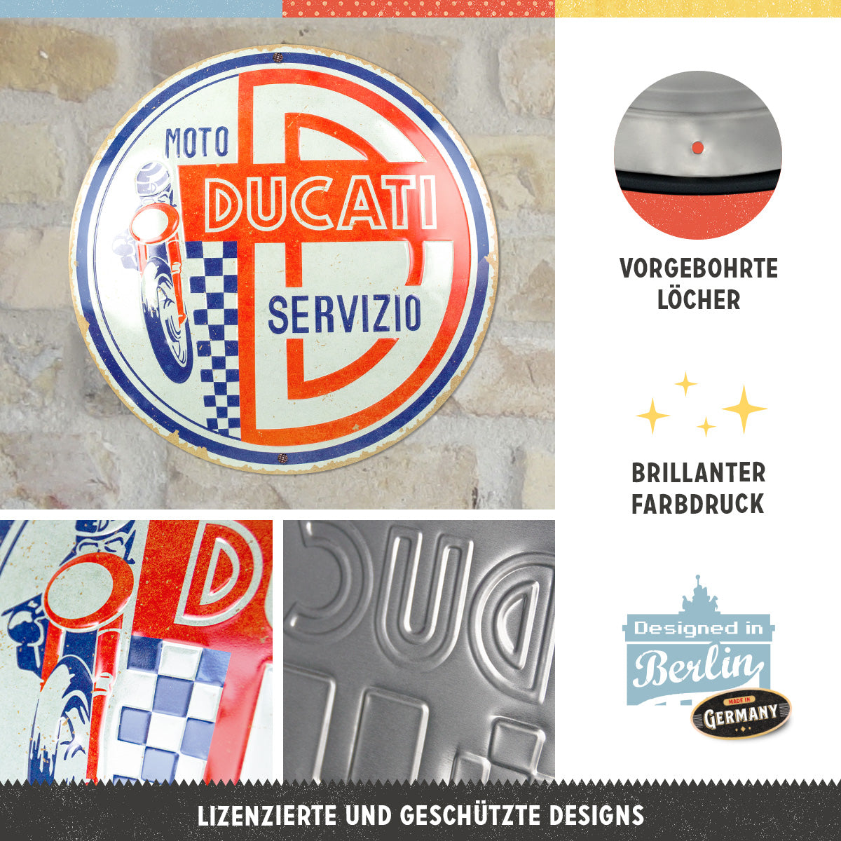 nostalgic-art-ducati-moto-servizio-targa-rotonda-in-metallo-35-cm image 2