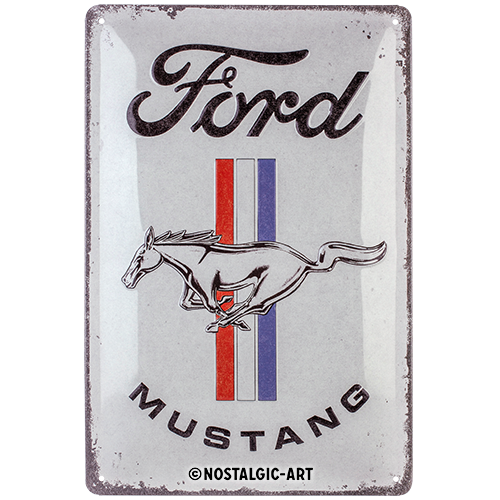 nostalgic-art-ford-mustang-horse-stripes-logo-insegna-metallo-20x30-cm image 1