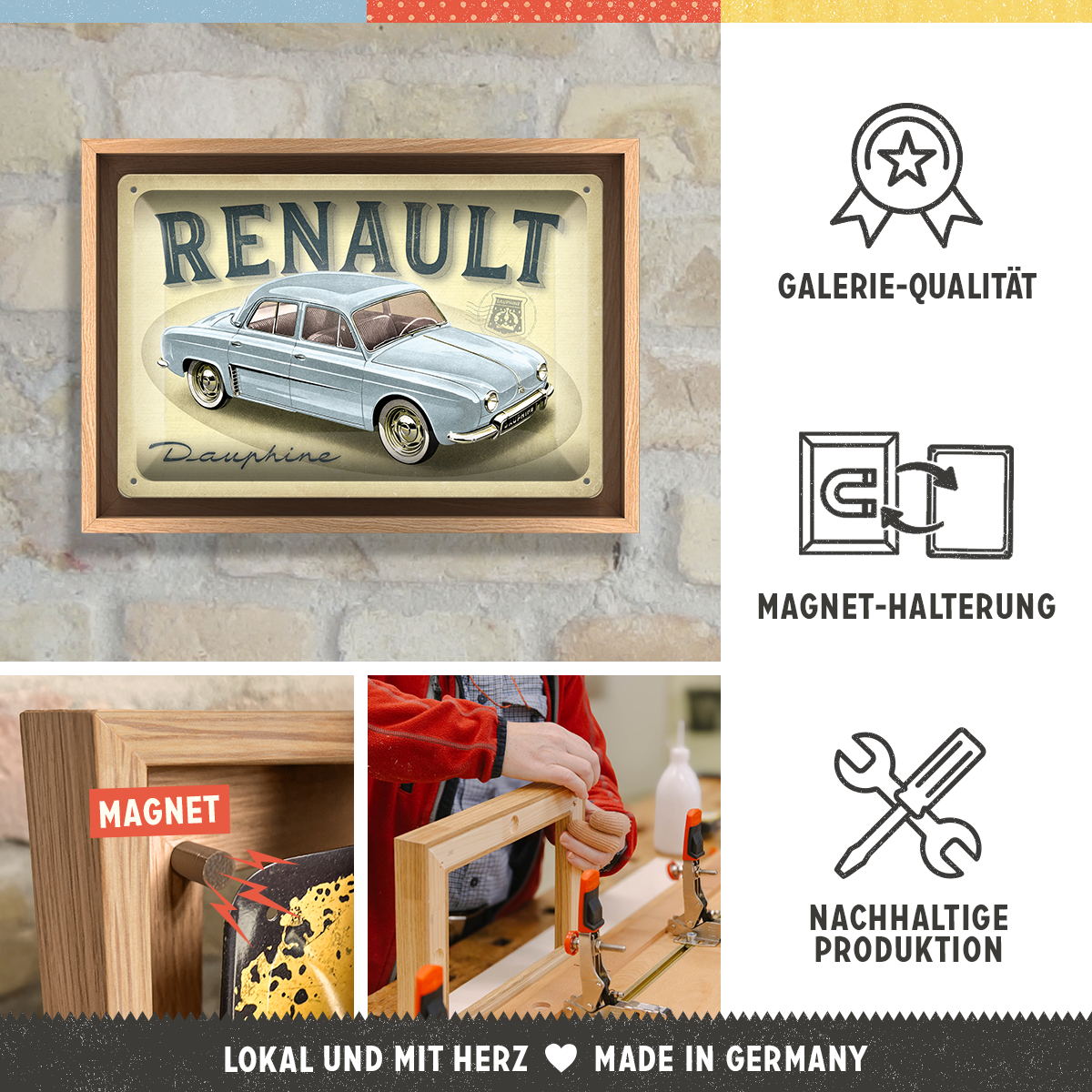 nostalgic-art-renault-dauphine-n-frame-m-edition-insegna-in-metallo-con-cornice- image 3