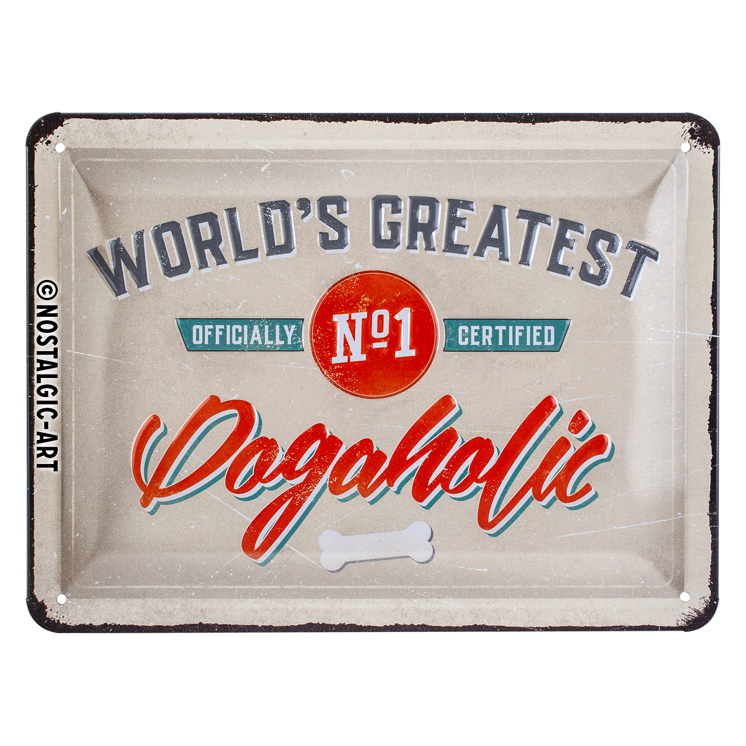 nostalgic-art-pfotenschild-dogaholic-targa-in-metallo-15x20-cm image 1