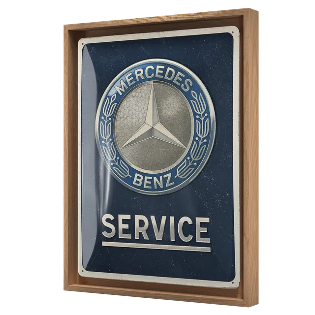 nostalgic-art-mercedes-benz-service-emblem-blue-n-frame-l-edition-33-5x44-cm image 1