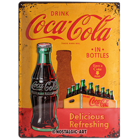 nostalgic-art-coca-cola-in-bottles-yellow-targa-in-metallo-30x40-cm image 2