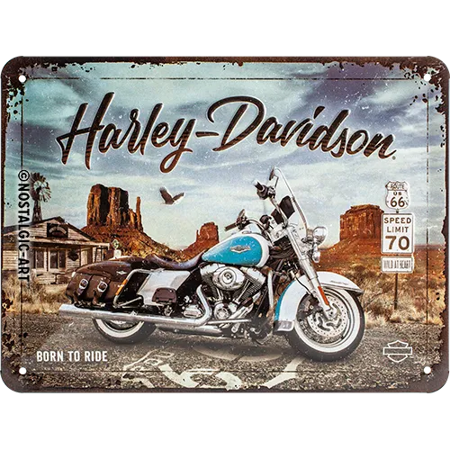 nostalgic-art-harley-davidson-route-66-road-king-classic-targa-in-metallo-15x20- image 1