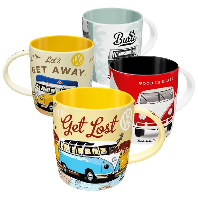 nostalgic-art-volkswagen-vw-bulli-roadtrip-set-4-tazze-ceramica-330-ml-con-giftb image 1