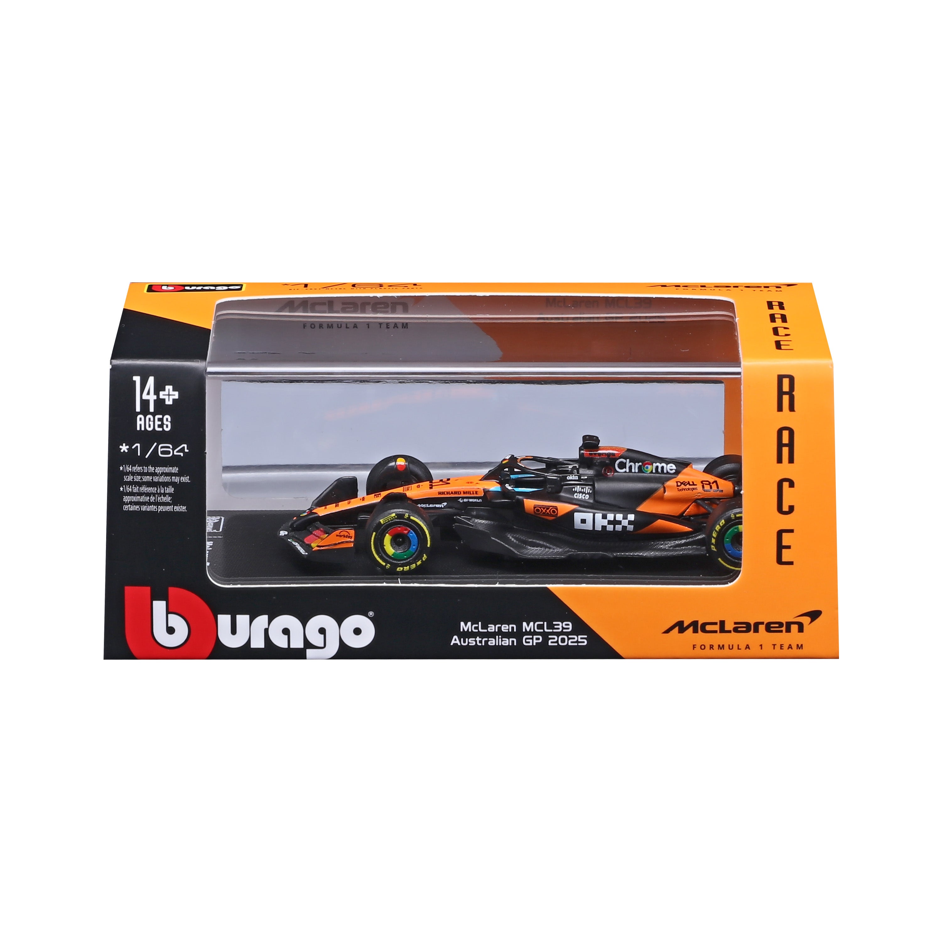 bburago-mclaren-f1-mcl39-2025-81-piastri-scala-1-64-con-teca image 7