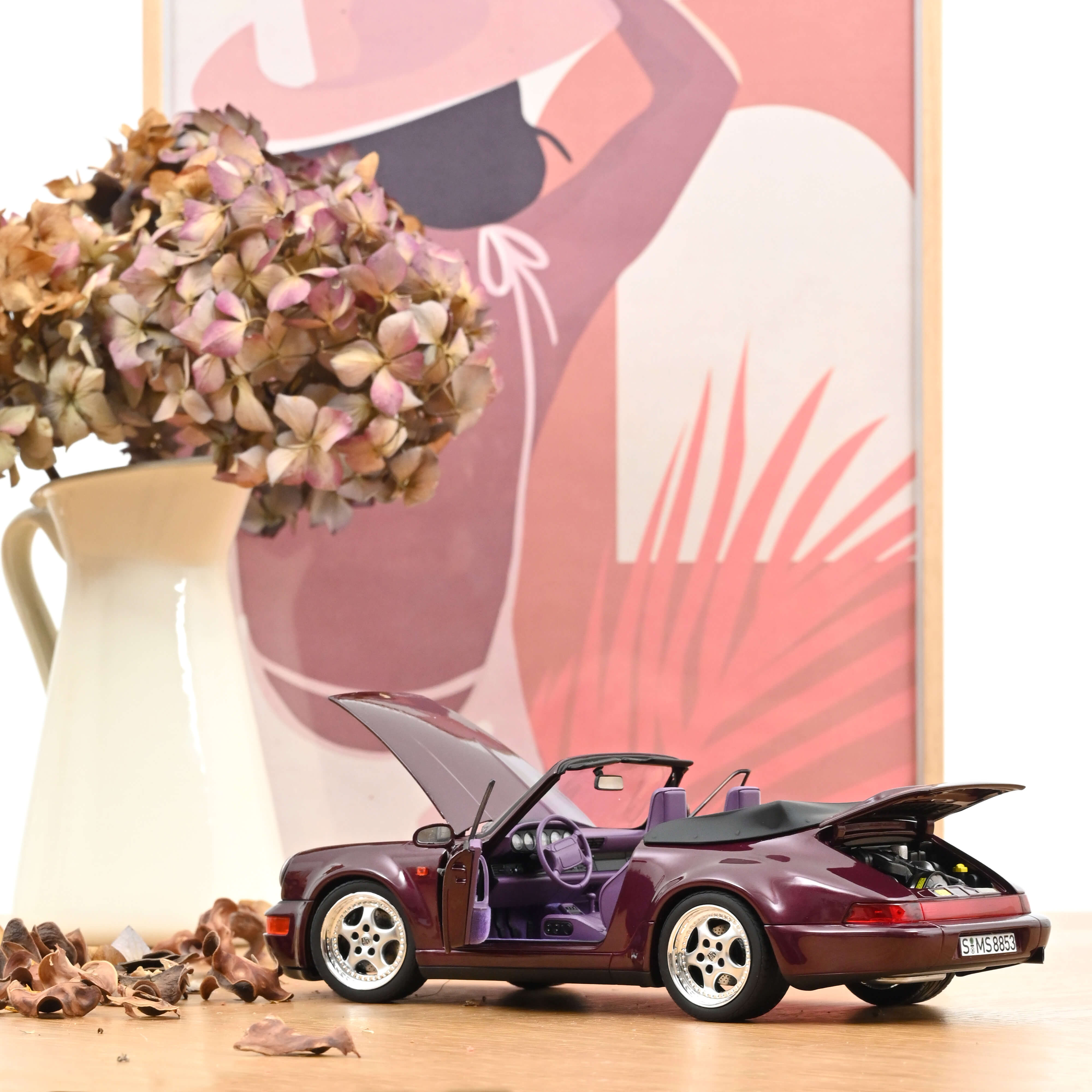 norev-porsche-911-turbo-look-cabriolet-1992-1-18-viola-ametista-metallizzato-200 image 2