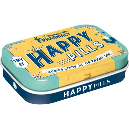 nostalgic-art-happy-pills-scatola-tascabile-in-metallo-6-x-4-cm-con-mentine image 1