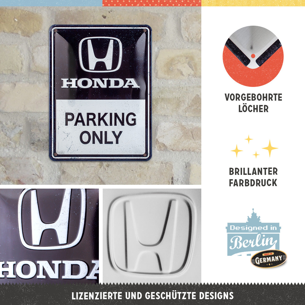 nostalgic-art-honda-am-parking-only-targa-in-metallo-15x20-cm image 2