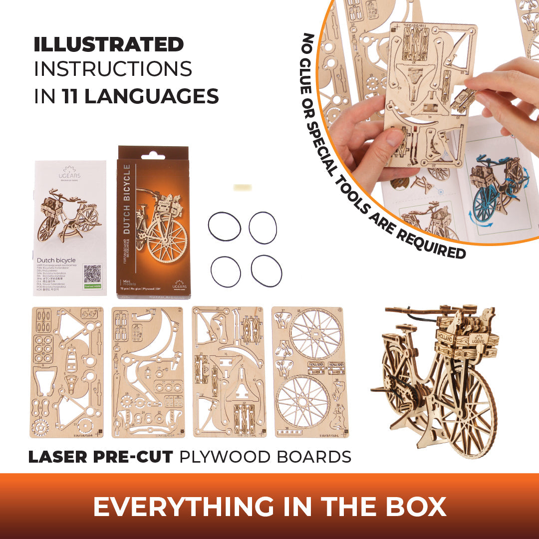 ugears-dutch-bicycle-u-mini-puzzle-3d-meccanico-in-legno-amsterdam image 6