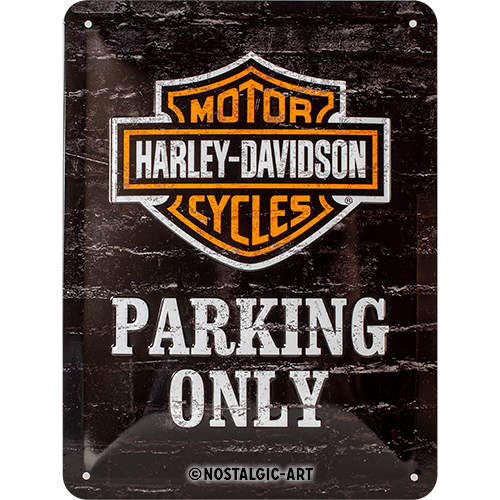 nostalgic-art-harley-davidson-parking-only-targa-in-metallo-15x20-cm image 1