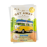 nostalgic-art-vw-bulli-let-s-get-away-cartolina-in-metallo-10x14-cm image 2