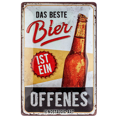 nostalgic-art-das-beste-bier-ist-ein-offenes-targa-in-metallo-20x30-cm image 1