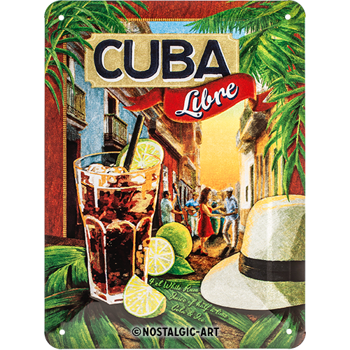 nostalgic-art-cocktail-time-cuba-libre-targa-in-metallo-15x20-cm image 1