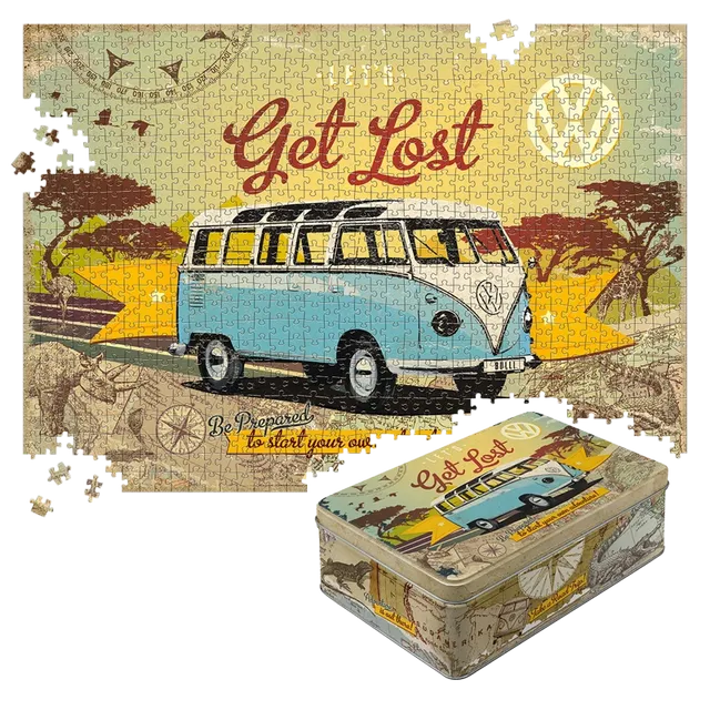 nostalgic-art-vw-bulli-let-s-get-lost-1-puzzle-1000-pezzi-in-scatola-di-latta image 1