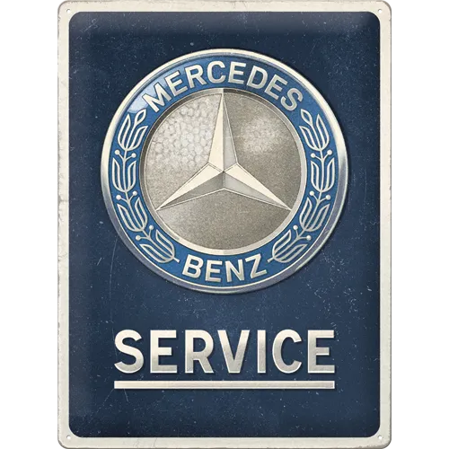 nostalgic-art-mercedes-benz-service-emblem-blue-targa-metallo-30x40-cm image 1
