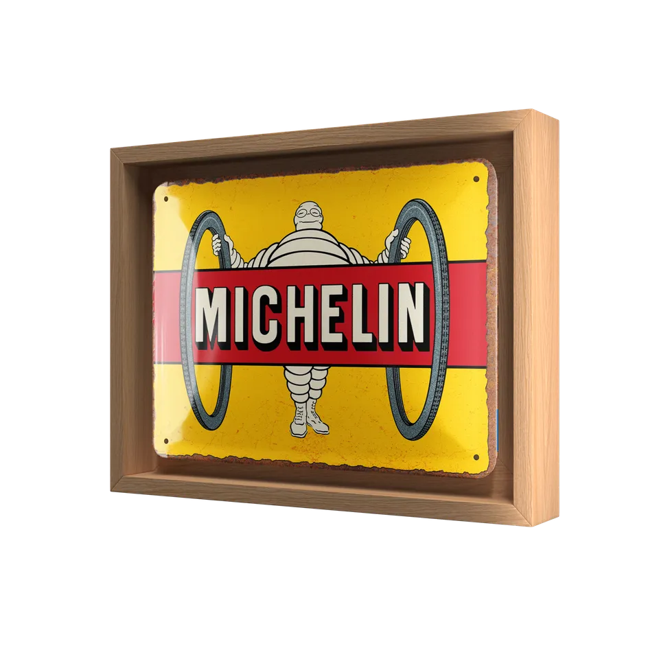 nostalgic-art-michelin-tyres-bibendum-yellow-targa-in-metallo-con-cornice-n-fram image 1