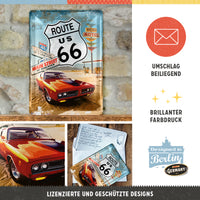 nostalgic-art-route-66-red-car-card-in-metallo-10x14-cm image 3