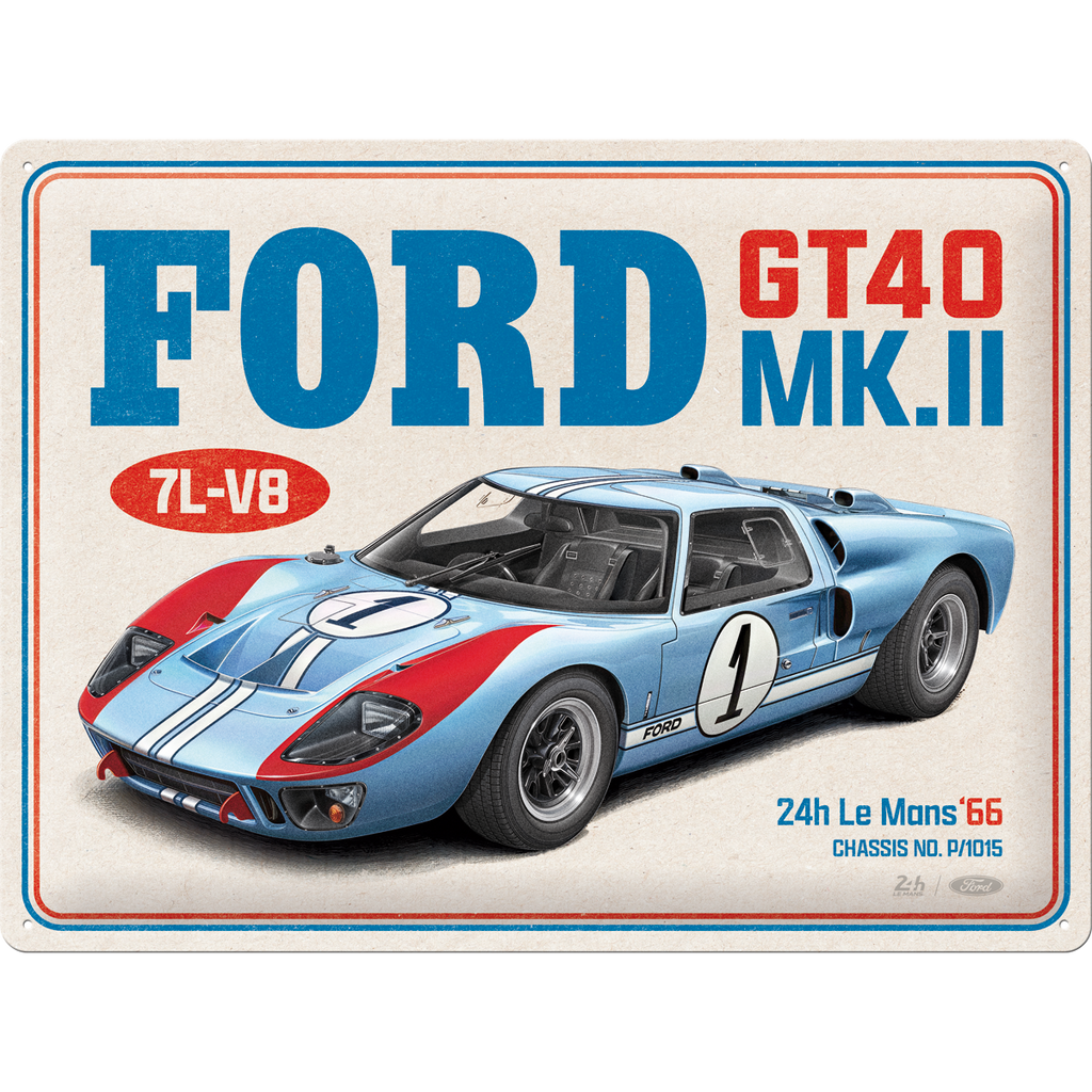 nostalgic-art-ford-gt40-24h-le-mans-1966-targa-in-metallo-30x40-cm-2 image 1
