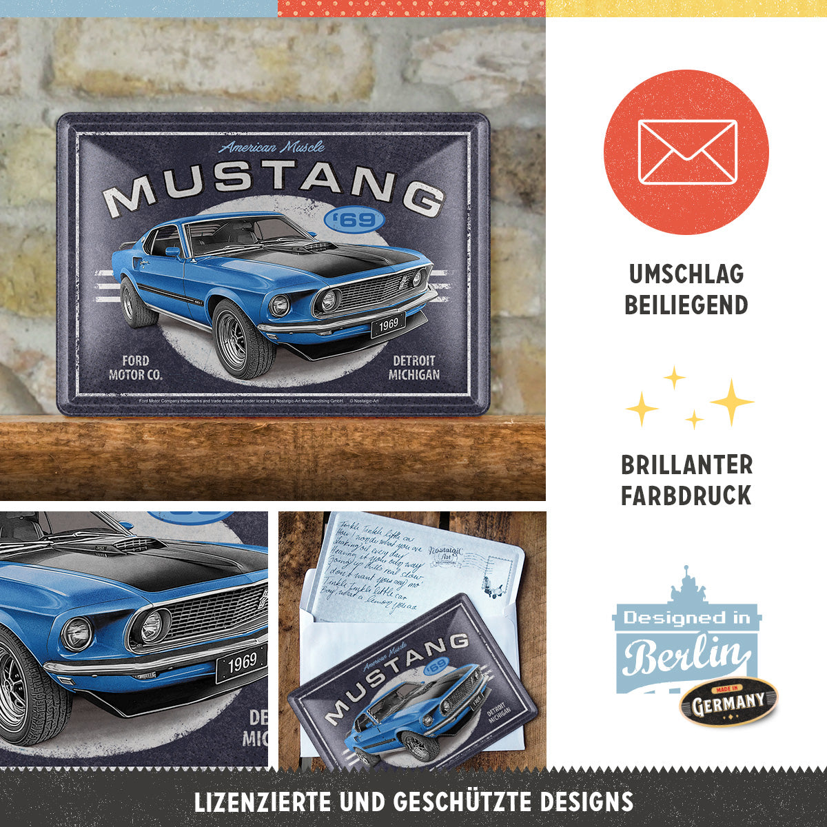 nostalgic-art-ford-mustang-1969-mach-1-blue-metal-card-10x14-cm-2 image 3
