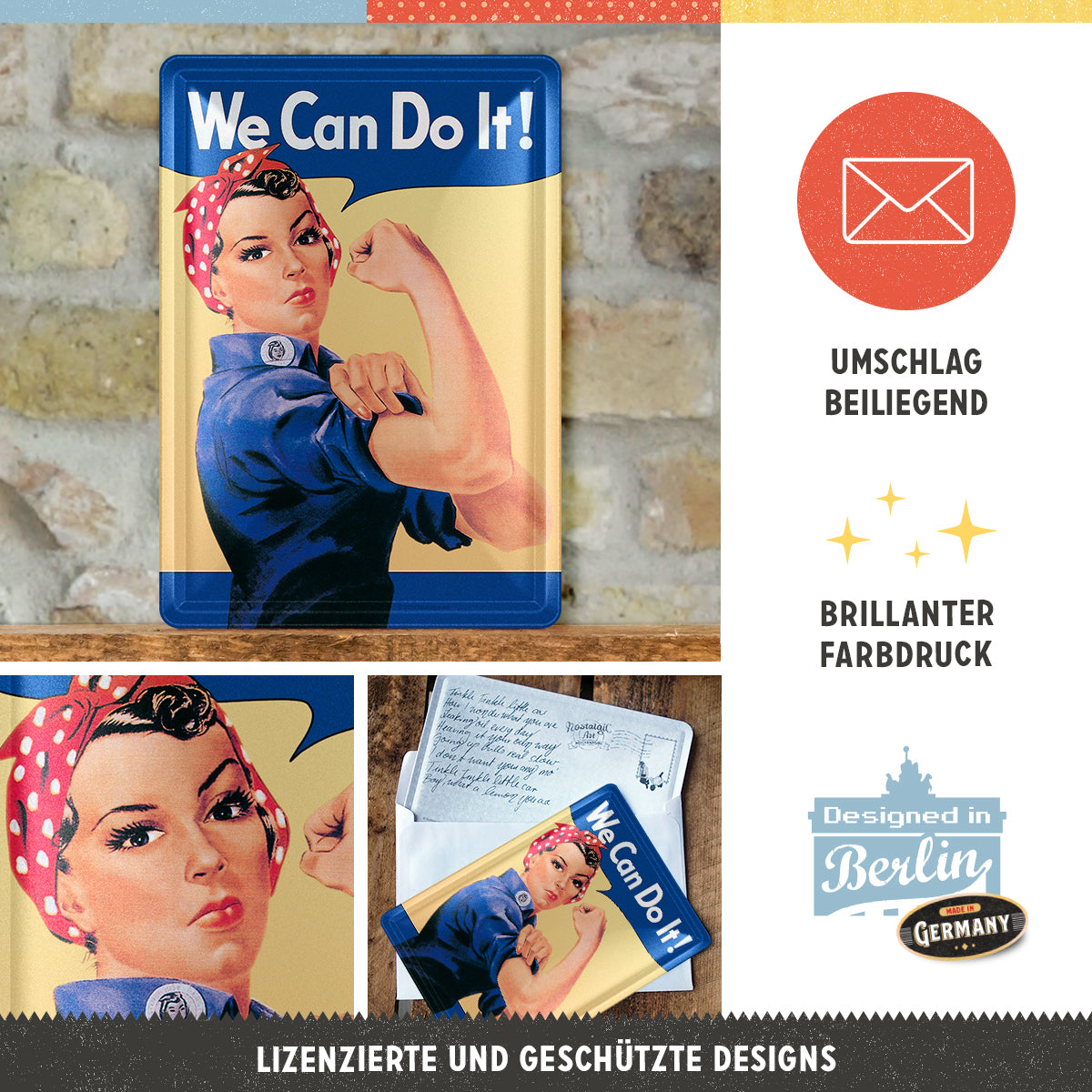 nostalgic-art-we-can-do-it-metal-card-cartolina-in-metallo-10x14-cm image 2
