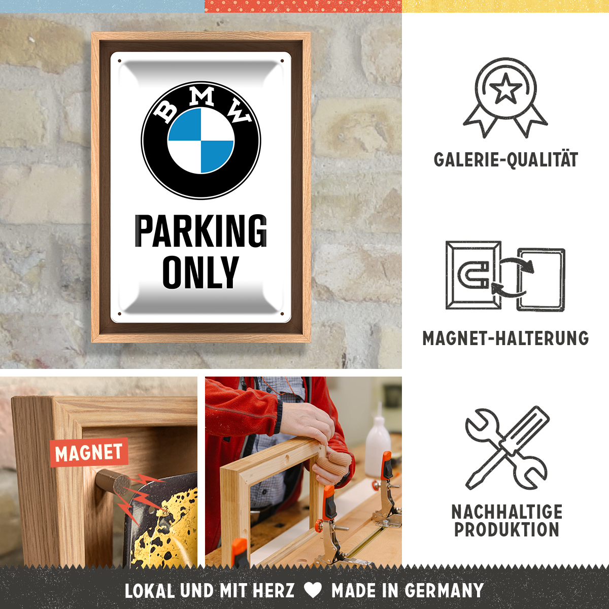 nostalgic-art-bmw-parking-only-white-targa-in-metallo-con-cornice-n-frame-m image 5