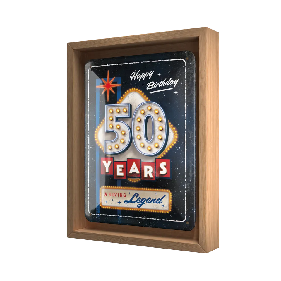 nostalgic-art-50-years-birthday-n-frame-s-edition-insegna-in-metallo-con-cornice image 1