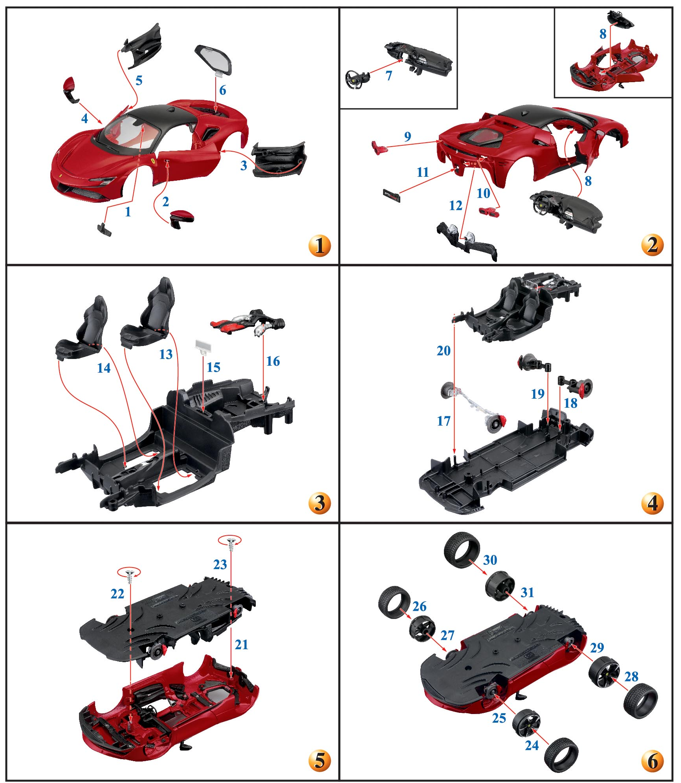 bburago-model-kit-ferrari-sf90-stradale-1-24-kit-montaggio-36-pezzi-rosso image 7