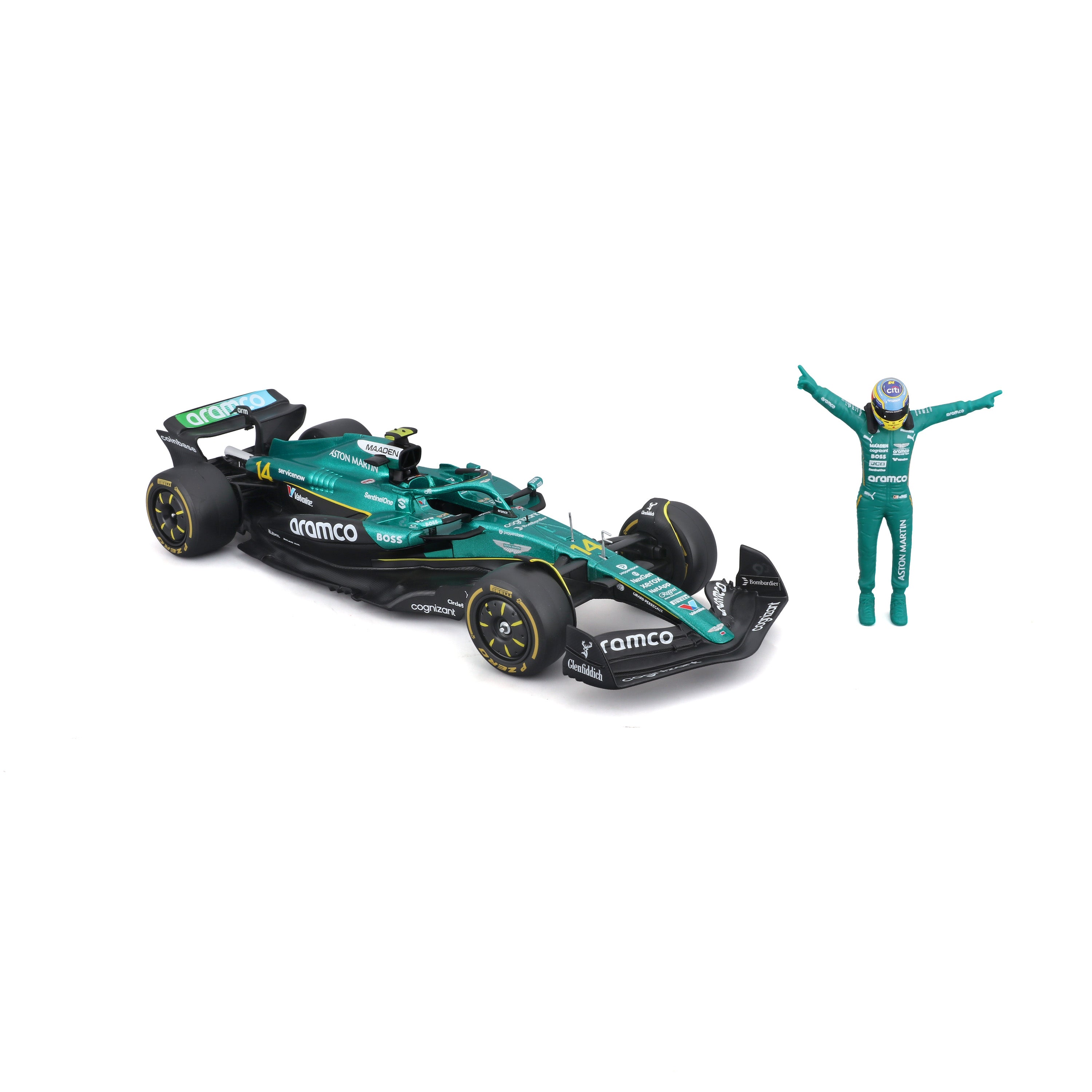 bburago-aston-martin-amr25-14-alonso-con-pilota-1-24-modellino-f1 image 6