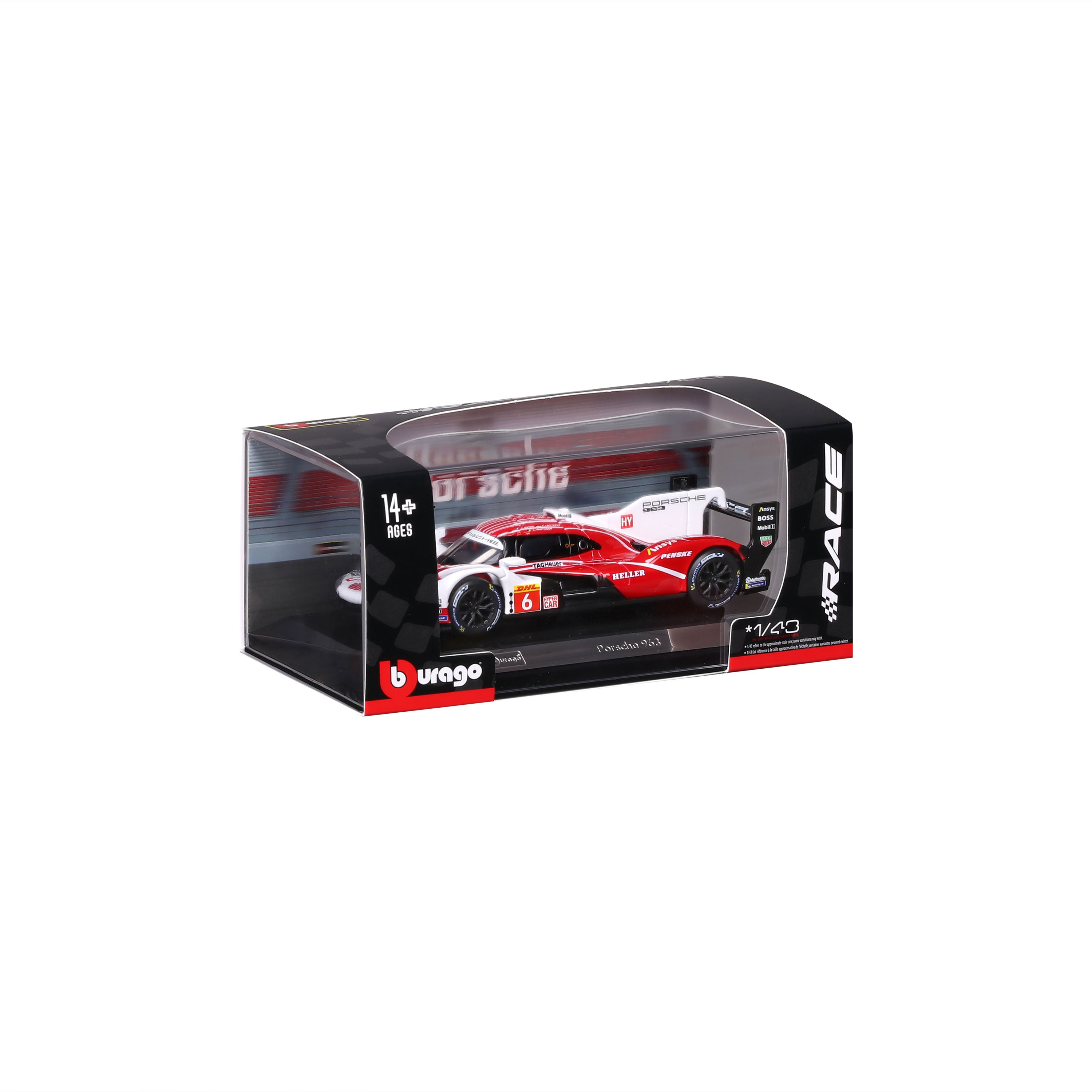 bburago-porsche-963-6-1-43-con-teca-trasparente-modellino-diecast image 2