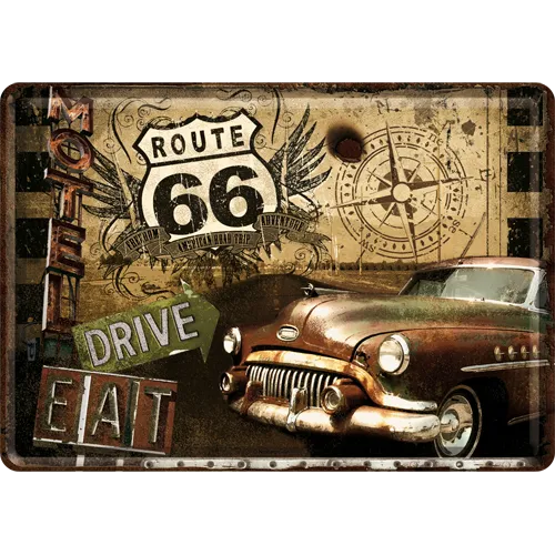 nostalgic-art-route-66-road-trip-card-in-metallo-10x14-cm image 1