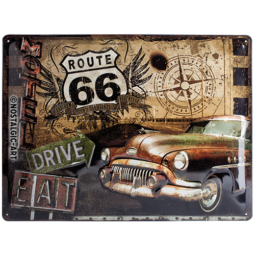 nostalgic-art-route-66-road-trip-targa-metallo-30x40-cm image 2
